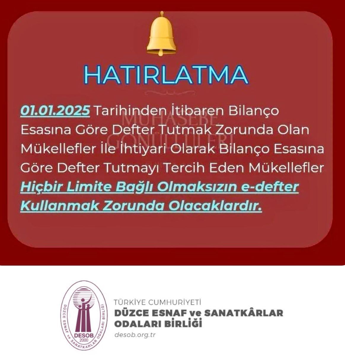 ELEKTRONİK DEFTER UYGULAMASINA GEÇİLİYOR